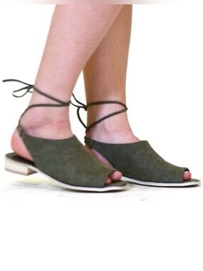 EARTH TONED OLIVE SUEDE SANDALS
